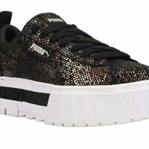 Puma Women's Black and Gold Platform Sneaker